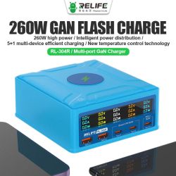 Relife RL-304R 6-Port 260W GaN Smart Digital Display 
