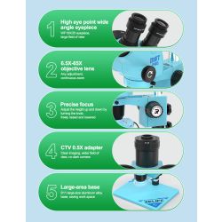 Relife RL-M6T Pro-B11 6.5X-65X Continuous Zoom Trinocular